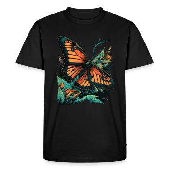 Le papillon aime les fleurs - T-shirt Premium bio Homme - noir - Devant - Nico (187cm)