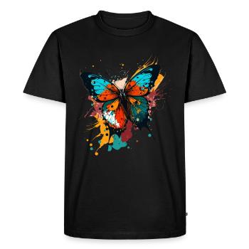 Vibrant Butterfly - Men's Premium Organic T-Shirt - black - Front - Nico (187cm)