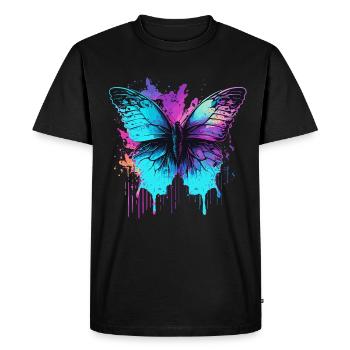 Brillant dans le papillon bleu - T-shirt Premium bio Homme - noir - Devant - Nico (187cm)