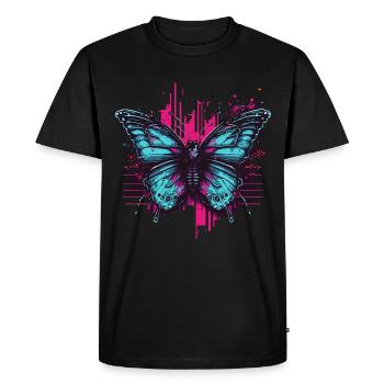 Cool Vaporwave Butterfly - Men's Premium Organic T-Shirt - black - Front - Nico (187cm)