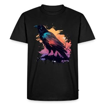 Vue des corbeaux - T-shirt Premium bio Homme - noir - Devant - Nico (187cm)