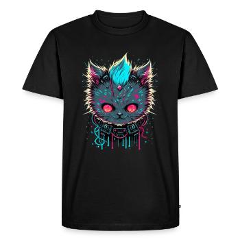 Evil Cat - Men's Premium Organic T-Shirt - black - Front - Nico (187cm)