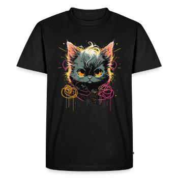 Brave Cat électrique - T-shirt Premium bio Homme - noir - Devant - Nico (187cm)