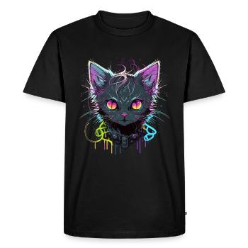 Cool Cat Illustration - Men's Premium Organic T-Shirt - black - Front - Nico (187cm)