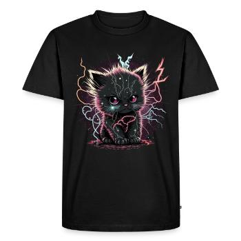 Chaton parfaitement chargé - T-shirt Premium bio Homme - noir - Devant - Nico (187cm)