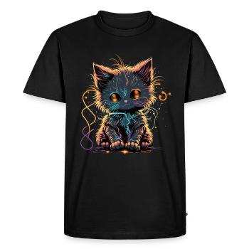 Adorable chat étincelant - T-shirt Premium bio Homme - noir - Devant - Nico (187cm)