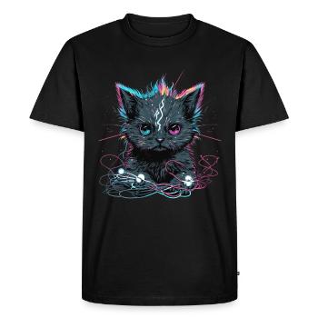 Electric Powered Cat - Men's Premium Organic T-Shirt - black - Front - Nico (187cm)