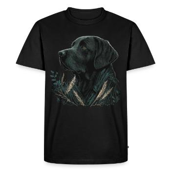 Labrador Retriever foncé dans les feuilles - T-shirt Premium bio Homme - noir - Devant - Nico (187cm)