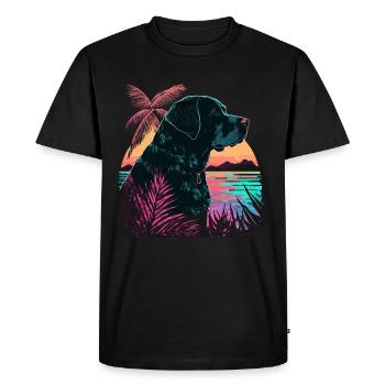 Labrador retriever noir à la plage - T-shirt Premium bio Homme - noir - Devant - Nico (187cm)