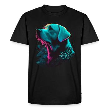 Cheveux blancs brillants Labrador Retriever Vaporwave - T-shirt Premium bio Homme - noir - Devant - Nico (187cm)