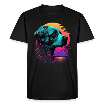 Calm Vaporwave Style Labrador Retriever - Men's Premium Organic T-Shirt - black - Front - Nico (187cm)