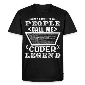 Coder Legend - Men's Premium Organic T-Shirt - black - Front - Nico (187cm)