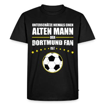 Alter Mann - Dortmund Fan | Retro Vintage Fußball - Männer Premium Bio T-Shirt - Schwarz - Vorne - Nico (187cm)