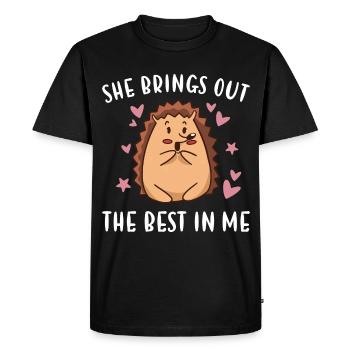 Hedgie She Brings Out The Best In Me Hedgehog - Men's Premium Organic T-Shirt - black - Front - Nico (187cm)