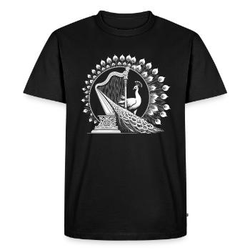 Jeu de harpe paon - T-shirt Premium bio Homme - noir - Devant - Nico (187cm)