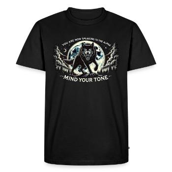 Alpha Wolf t-shirt - Men's Premium Organic T-Shirt - black - Front - Nico (187cm)