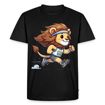 Mignon marathonien lion - T-shirt Premium bio Homme - noir - Devant - Nico (187cm)