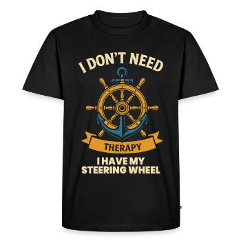 Drôle de dicton navire-bateau-capitaine - T-shirt Premium bio Homme - noir - Devant - Nico (187cm)