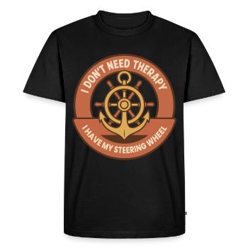 Drôle de dicton Ship Boat Capitaine Thérapie - T-shirt Premium bio Homme - noir - Devant - Nico (187cm)