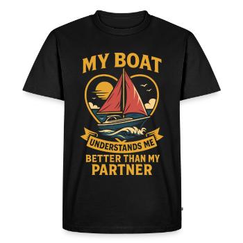 My Boat Understands Me Better Humor Captain - Men's Premium Organic T-Shirt - black - Front - Nico (187cm)