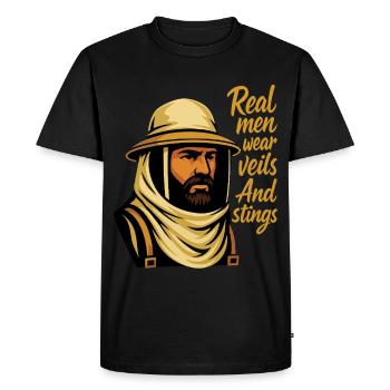 Real Men Wear Veils And Stings Beekeeper Bees Honey - Men's Premium Organic T-Shirt - black - Front - Nico (187cm)