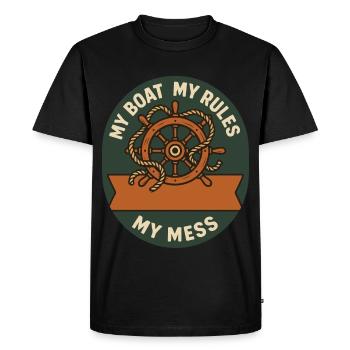 Mon bateau Mes règles Nautique Vintage Navigation - T-shirt Premium bio Homme - noir - Devant - Nico (187cm)