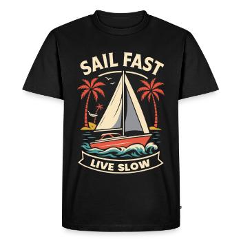 Naviguer Rapide Vivre Lent Capitaine Bateau Nautique Dicton - T-shirt Premium bio Homme - noir - Devant - Nico (187cm)