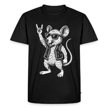 Rock Music Heavy Metal Mouse Funny Retro - Men's Premium Organic T-Shirt - black - Front - Nico (187cm)
