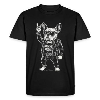 Heavy Metal Chien Rock Musique Bouledogue Français - T-shirt Premium bio Homme - noir - Devant - Nico (187cm)