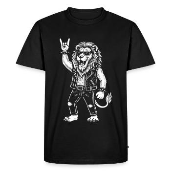Lion Heavy Metal Rétro Rock Musique Drôle - T-shirt Premium bio Homme - noir - Devant - Nico (187cm)