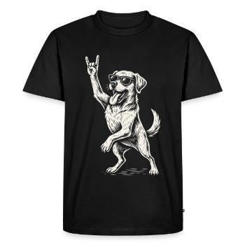 Rock Musique Chien Golden Retriever Drôle - T-shirt Premium bio Homme - noir - Devant - Nico (187cm)