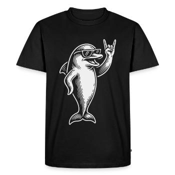 Rock Musique Drôle Dauphin Heavy Metal Rétro - T-shirt Premium bio Homme - noir - Devant - Nico (187cm)