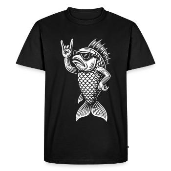 Heavy Metal Guppy Poisson Drôle Rock Musique Vibes - T-shirt Premium bio Homme - noir - Devant - Nico (187cm)