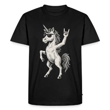 Licorne Rock Musique Drôle Heavy Metal Rétro Vibes - T-shirt Premium bio Homme - noir - Devant - Nico (187cm)