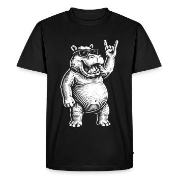 Rock Music Heavy Metal Funny Hippo Retro - Men's Premium Organic T-Shirt - black - Front - Nico (187cm)
