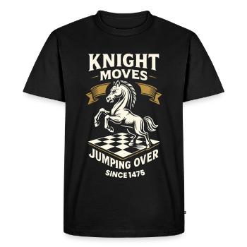 Le cavalier se déplace et saute par-dessus le joueur d’échecs - T-shirt Premium bio Homme - noir - Devant - Nico (187cm)
