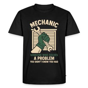 Mechanic Problem Solver Garage Funny Saying - Men's Premium Organic T-Shirt - black - Front - Nico (187cm)