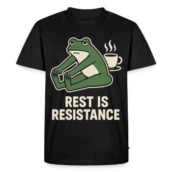 Le calme est résistance, pleine conscience, affirmation - T-shirt Premium bio Homme - noir - Devant - Nico (187cm)
