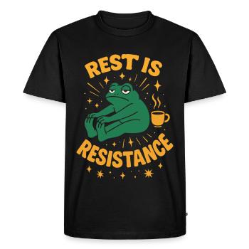 Le calme est résistance, pleine conscience, affirmation - T-shirt Premium bio Homme - noir - Devant - Nico (187cm)