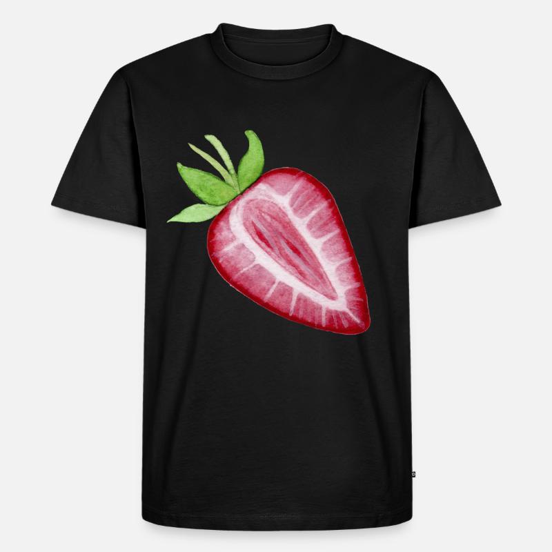 Erdbeere - Männer Premium Bio T-Shirt - Schwarz