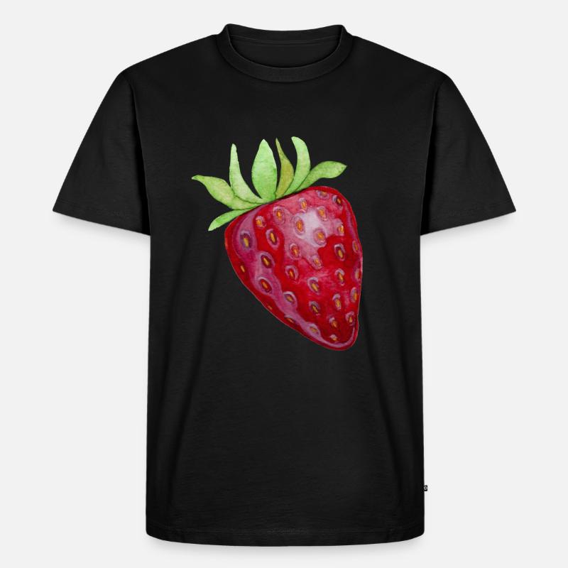 Erdbeere - Männer Premium Bio T-Shirt - Schwarz