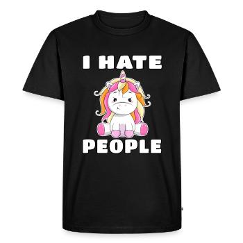Licorne drôle mignon je déteste le cadeau adolescent - T-shirt Premium bio Homme - noir - Devant - Nico (187cm)