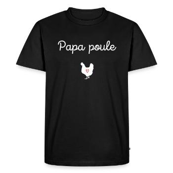 PAPA POULE idée cadeau accessoires et t shirt - T-shirt Premium bio Homme - noir - Devant - Nico (187cm)