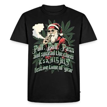 Christmas Santa Smoking Cannabis - Men's Premium Organic T-Shirt - black - Front - Nico (187cm)