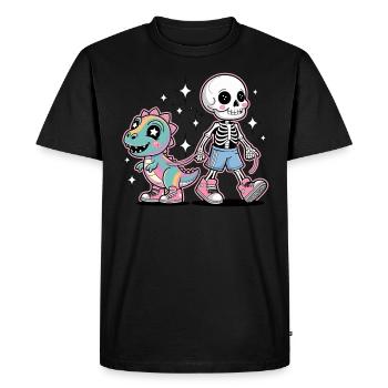 Squelette mignon et dino – Kawaii Fantasy Design - T-shirt Premium bio Homme - noir - Devant - Nico (187cm)