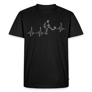 Football Heartbeat to Love Kicking Soccer ECG - Men's Premium Organic T-Shirt - black - Front - Nico (187cm)