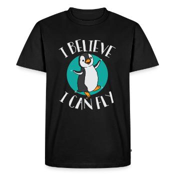 i believe i can fly penguin funny gift idea - Men's Premium Organic T-Shirt - black - Front - Nico (187cm)