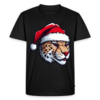 Tête de guépard Noël Noël - T-shirt Premium bio Homme - noir - Devant - Nico (187cm)