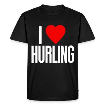 Hurling - Men's Premium Organic T-Shirt - black - Front - Nico (187cm)