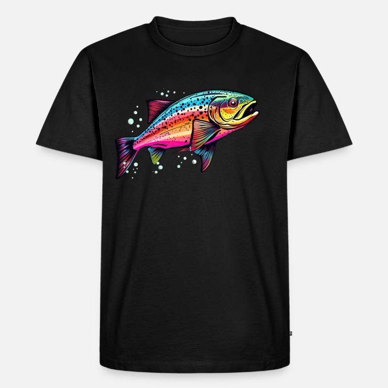 Rainbow Trout - Männer Premium Bio T-Shirt - Schwarz